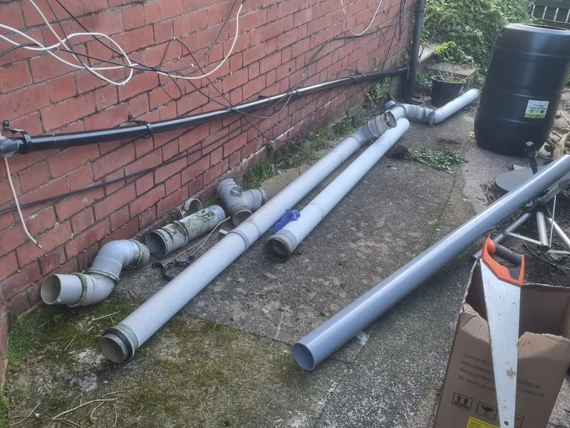 New soil pipe sections ready to go in
